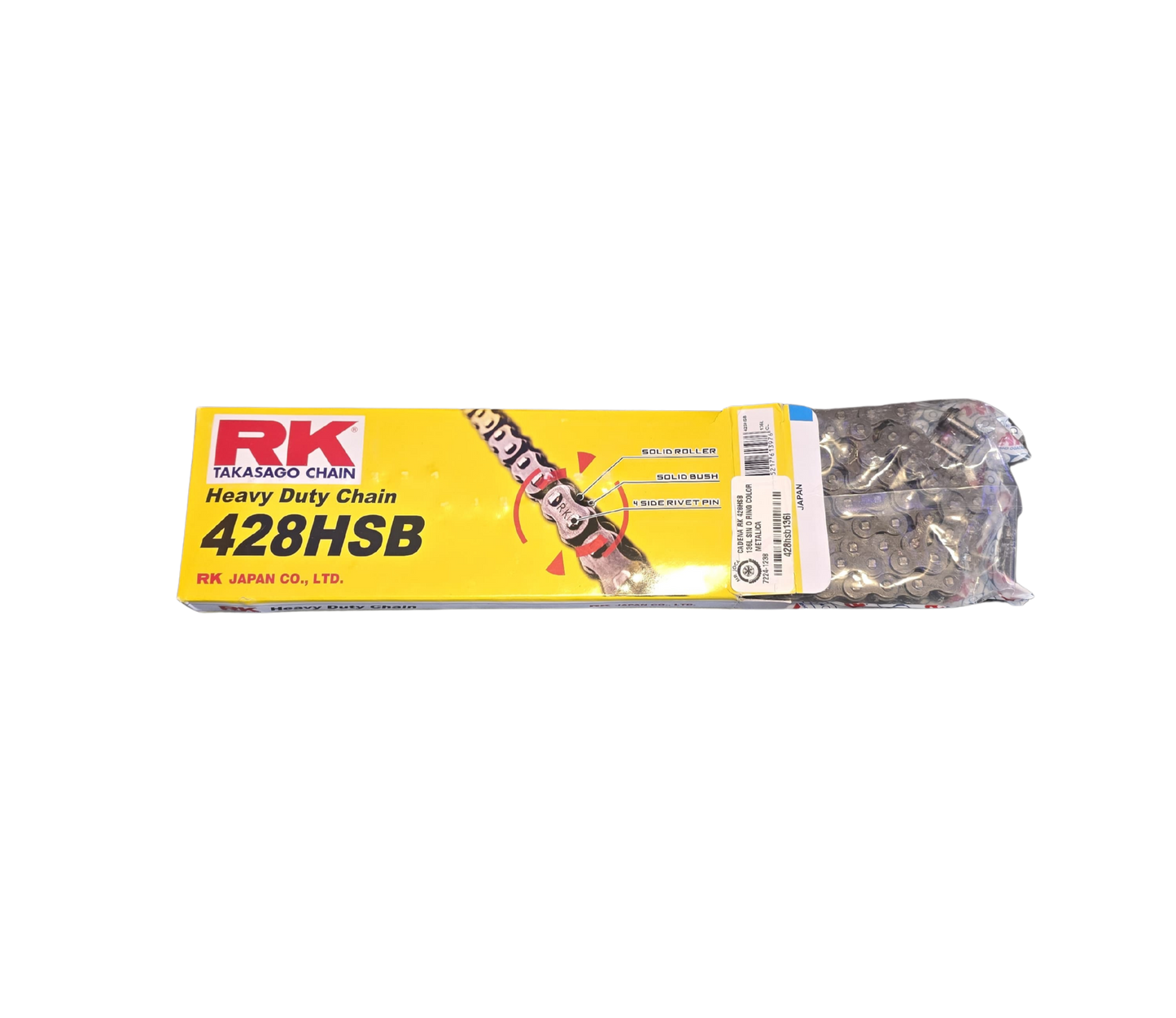 CADENA RK 428HSB 136L SIN O RING COLOR METALICA